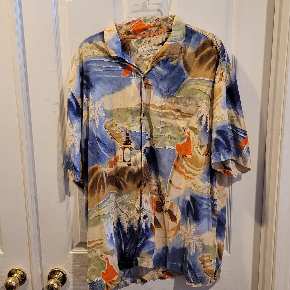 Tommy Bahama Silk Shirt Cuba Cuban Havana Cruise Original Fit  XL Music Drinks
